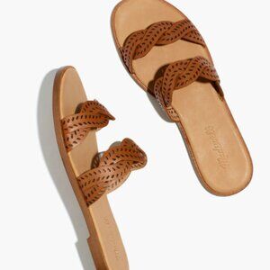 Madewell The Cora Slide Sandal in Perforated Leather - Size 9.5